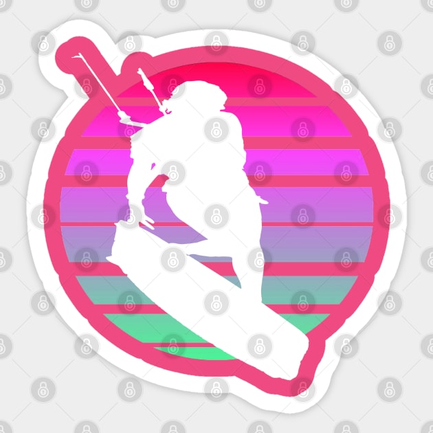 Kitesurfing Female Rider Silhouette Retro Sunset Sticker by taiche